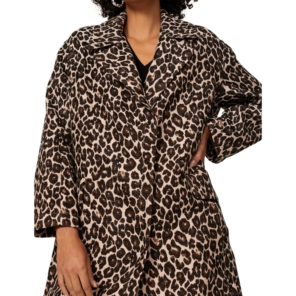 Victor Alfaro Leopard Jacquard Coat XS - Picture 13 of 15